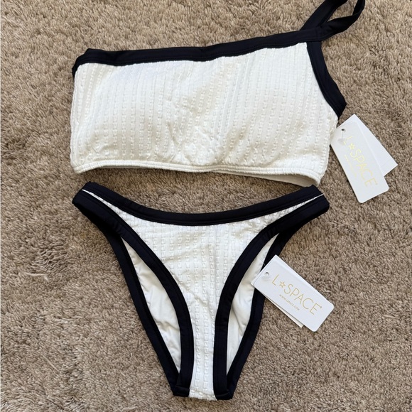 L*Space Textured White and Black Bikini Set - Picture 2 of 8